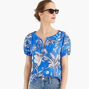 J. Crew Blue Aviary Linen Shirt
